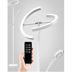 Anten Floor Lamp LED 20 W with Adjustable 7 W Reading Lamp, Floor Lamp LED Dimmable White 4 Colour Temperatures 1600 lm, Touch Floor Lamp with Remote Control for Office Living Room Bedroom