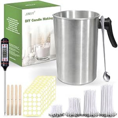 Jbeiy 3L Candle Pot, Large Capacity Wax Melting Pot Set with Thermometer, 200 Wicks and Stickers, Spoon, Candles Make Your Own Pot, Candle Making Pot
