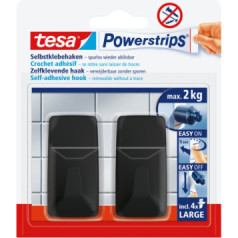 Pašlīmējošie powerstrips āķi, 2 gab.taisnstūrveida, lieli, melni