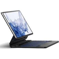Dexnor Keyboard Case for Samsung Galaxy Tab S8+/S7 FE/S7 Plus Case with Keyboard with Multi-Touch Trackpad Magnetic Stand S Pen Holder Illuminated Wireless Keyboard German QWERTZ - Black