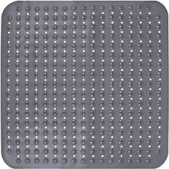 Leeko Shower Mat, 80 x 80 cm, Non-Slip Mat with Hooks for Hanging, PVC Material, Non-Slip Shower Mat, BPA Free for Mildew Resistant, Non-Slip Bath Mat (Grey)