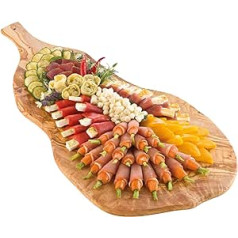 Olive Wood Board, Bread Board, Wooden Board for Buffet, Large with Handle, Length Approx. 70 cm, Width Approx. 35-40 cm