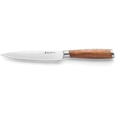 Paul Wirths Suru Utility Knife, Damask Steel Knife with Acacia Wood Handle, 13 cm Blade, Chef's Knife, Extremely Sharp & Cut, Damask Kitchen Knife, Vegetable Knife, Fruit Knife