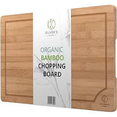 Oliver's Kitchen 's Premium 100% Organic Bamboo Chopping Board - Extra Large (45 x 30 x 2 cm) Wooden Chopping Board - Strong, Durable and Heavy Duty - Easy to Clean with Drip Groove