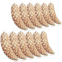 com-four® 12 x Christmas Tree Pendants Cones - Christmas Tree Cones for the Christmas Tree - Christmas Tree Decorations for Hanging Christmas Decoration (Gold - 12 Cones)