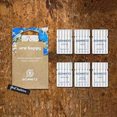 SCHMETZ Maxi Starter Set with 30 Sewing Machine Needles for Most Common Materials | Most Popular Needle Thicknesses | Includes 5 Labels