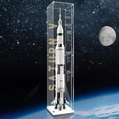 APRILA Acrylic Display Case for Lego 92176 NASA Apollo Saturn V Space Rocket, Dustproof Display Case, Transparent Display Case, Storage Box for Models Collectibles, (Display Case Only)