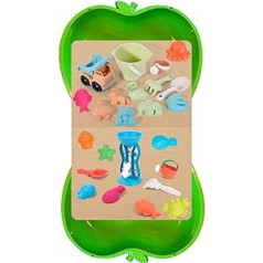 thorberg Sandbox in Apple Shape XL in 4 Colours Paddling Pool Sand Shell (2 x Green + 24-Piece Organic Set)