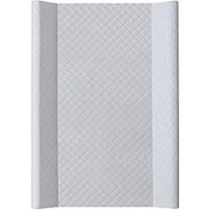 Deluxe Unisex Quilted Changing Mat with Wedge Heel, Curved Sides and Raised Edges, Check Grey