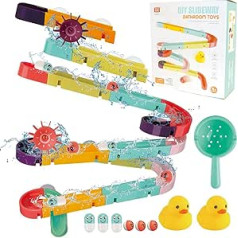 Bath Toy, Bath Toy Children from 3 4 5 6 Years, DIY Marble Run Bathtub Toy with Suction Cups, Building Puzzle Marble Run Bathtub Water Toy Bathing Fun Gift Girl Boy (44 Pieces)