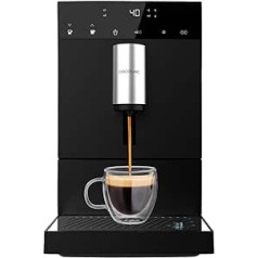 Cecotec Kompakte Vollautomatische Kaffeemaschine Cremmaet Compact. 1350 W, 19 Bar, Thermoblock-Heizsystem, 150 g Kaffeebehälter mit integrierter Mühle und 1,1 L, Automatische Reinigung. Schwarz