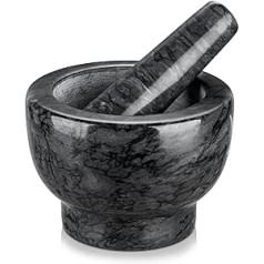Velaze mortar with pestle, anthracite, natural stone, herbs mortar, no abrasion, high-quality and durable, perfect size, mortar and pestle