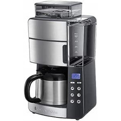 Russell Hobbs Grind & Brew 25620-56 Coffee Machine with Grinder, Thermal Jug, 10 Cups, Digital Programmable Timer, 3-Level Grind Settings, 1000 W, Filter Coffee Machine for Coffee Beans