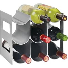 mDesign Practical Wine and Bottle Rack - Plastic Wine Rack for up to 9 Bottles - Freestanding Rack for Wine Bottles or Other Drinks - Grey