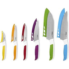 Zyliss E920242 Comfort Knife Set, 6 Pieces, Japanese Stainless Steel, Multicoloured, Dishwasher Safe