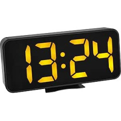 TFA Dostmann 60.2027.01 Digital Alarm Clock with Orange LED Numbers Indoor Temperature Display with Alarm Black (L) 178 x (W) 36 x (H) 84 mm