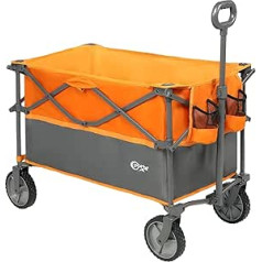 Portal Handcart Foldable XL 200L Large Loading Area Hand Trolley Transport Trolley with Drink Holder Side Pocket Ladder Trolley Foldable Beach Trolley Folding Trolley 100 kg Load Capacity for Garden
