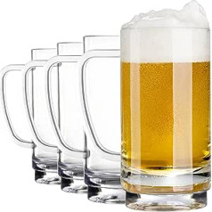 Youngever Pack of 4 500 ml Plastic Beer Glasses, Beer Mug, Plastic Drinking Glasses, Reusable Plastic Beer Cups