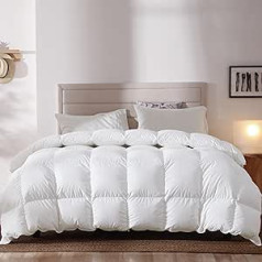BedFabtasy All-Season Duvet with 90% Down and 10% Feathers - 4 Seasons Plush Duvet Cover with Corner Tabs and 3D Baffle Boxes - Medium Warm Duvet for All Year Round - 200 x 200 cm