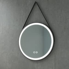 Heilmetz Bathroom Wall Mirror with LED Lighting, Round, 60 cm Diameter, Dimmable with Touch Switch + 3 Light Colours Waterproof IP44 Energy Class A++