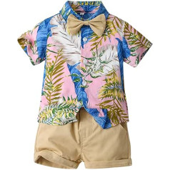 Fashion Baby Clothes Set for Toddler Boys Short Sleeve Floral Prints T Shirt Tops Shorts Child Kids Gentleman Outfits