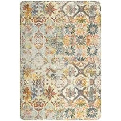 KIMODE Boho Flowers Medallion Indoor Small Doormat 60 x 90 cm, Washable Hallway Rug Soft Non-Slip Bath Mat for Bathroom Kitchen Bedroom Entrance Area