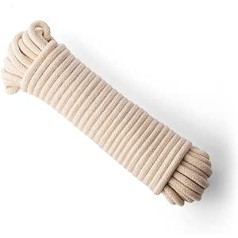 SNURO Cotton Yarn (8 mm, 20 m, Natural) for Crochet & Knitting - Natural and Regenerated Cotton for Macrame & DIY Projects - Perfect for Hobby Knitters & Crocheters