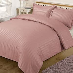 DREAMSCENE Sch�ne Satin Streifen Quilt Bettbezug mit Kissen Fall Betten-Set, Polyester, Pink, Single