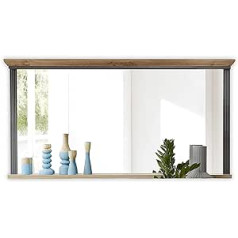 Stella Trading Jasmin Wall Mirror in Artisan Oak Look, Graphite - Versatile Mirror for Hallway, Living Room and Dining Room in Country House Style - 142 x 74 x 16 cm (W x H x D)