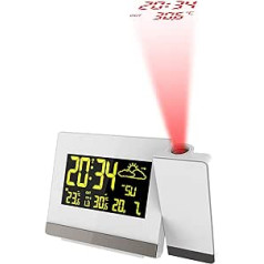 Technoline WT549 Wireless Projection Alarm Clock with LED Colour Adjustment White 14.7 x 4.2 x 9.2 cm