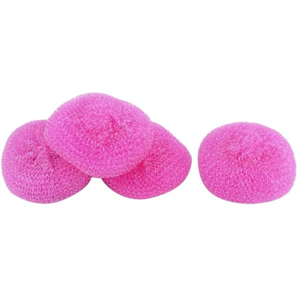 sourcing map Set of 4 Scourers Pot Sponge Dish Pan Plastic Mesh Scouring Purple