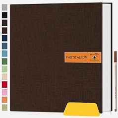 LOVEER Self-adhesive 10 x 15 Photo Album Gluing and for DIY Large Linen Photo Album with 60 White Pages for Wedding Anniversary Birthday Gifts with a Ballpoint Pen, 29 x 27 cm