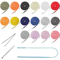 Pack of 16 Replacement Drawstrings, Hoodie Cord Replacement with 3 Pieces Drawstring Threader Tool, Drawstring Replacement for Sweatpants Shorts (Multicolor)