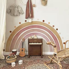 Neukids Fabric Wall Sticker Large Boho Rainbow Dot Wall Sticker Children's Room Girls Bedroom Living Room Baby Room Playroom Girls Room Corridors Wall Decoration 160 x 85 cm