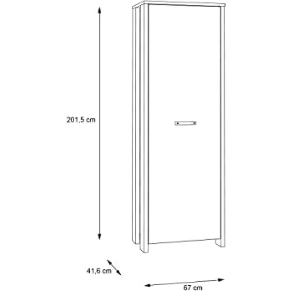 Forte Clif 1 Door Wardrobe in Vintage Wood Vintage and Concrete Look in Dark Grey, 67 x 201.5 x 41.6 cm