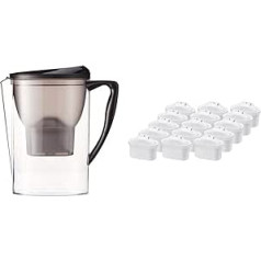 Amazon Basics - 2.3 Litre Jug with Water Filter Insert + 15 Pack of Water Filter Cartridges + 1 Free, Total 16 Pieces - Fits Brita Maxtra® Jugs (Not Maxtra+®)