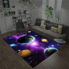 Star Galaxy Rug, Living Room Rug, Universe Planet Blue Purple Children's Rug Boys Girls Room Decoration Doormat, Bathroom Mat, Hallway Rug, Playground Rug (Blue Purple, 120 x 160 cm)