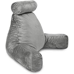 Milliard XL Reading Cushion for Bed and Sofa with Bolster, Back Cushion Memory Foam, Ideal Wedge Cushion, Back Support for Reading, Working and Playing (Grey)
