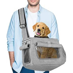 Tarovvoo Dog Carrier, Dog Carrier for Medium Dogs, Small Dogs, Large Cats, Up to 20 lbs, Pet Carrier with Breathable Windows, Hard Bottom, Hands-Free for Outdoor Travel (Grey)