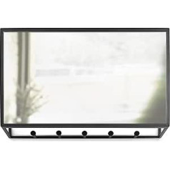 Umbra Cubiko Organiser Mirror with Shelf, Bathroom Mirror, Make-Up Mirror, Wall Mirror and Hallway Mirror, 32 x 20 x 10 cm, Black