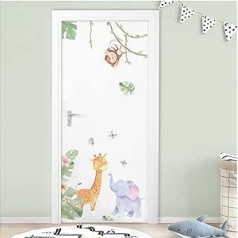 Little Deco DL878-2 Door Sticker Safari Animals Without Name Wall Sticker Baby Nursery Wall Sticker Self-Adhesive Door Sticker Wall Decoration