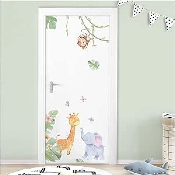 Little Deco DL878-2 Door Sticker Safari Animals Without Name Wall Sticker Baby Nursery Wall Sticker Self-Adhesive Door Sticker Wall Decoration