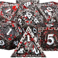 ARUOHHA Dungeons and Dragons Metal DND Dice Set with Gift Box, D+D Large Polyhedral Dice for Pathfinder RPG Board Games, Role Playing Games, D and D Dice, D20, D12, D10, D8, D6, D4