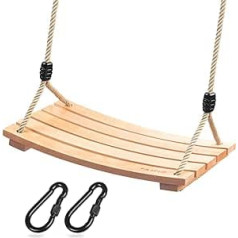 Wooden Swing Outdoor for Adults Children, Swing Seat Wood with Adjustable Hemp Rope Swing Wood Outdoor for Garden Swing for Adults up to 100 kg (17.7 x 9.8 inches)