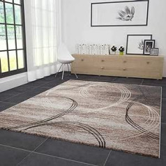 VIMODA Modern Rug Very Tight Woven Spinning Top Pattern Mottled in Brown Beige Dimensions: 80 x 150 cm