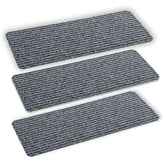 ASTRA Doormat Indoor Grey Dirt Trapper Mat Non-Slip - Door Mat 25 x 60 cm Set of 3 Water-Repellent - Rib Line Doormat Durable Anti-Static