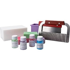 Kalawen DIY Soap Silicone Mould Set, 1 kg Raw Soap Base Soap Cutter Kit Soap Making Handmade Soap Kit with 4 Soap Colour Set Soap Making Kit
