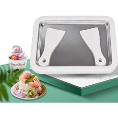 longziming Ice Cream Plate for Making Ice Cream Rolls from Ice Cream, Includes 2 Scoops, White Ice Plate