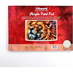 I Create Acrylic Paint Pad A3 15 Sheets 400gsm Ultra Heavy Weight Paper Suitable for Acrylic, Oil Paint, Watercolour and Other Wet and Dry Techniques