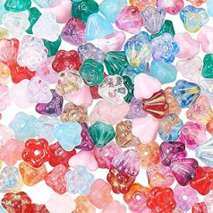 Airssory 350pcs Colorful Czech Glass Flower Beads Spacer Beads for Jewellery Making Crafts - 6.5x5mm